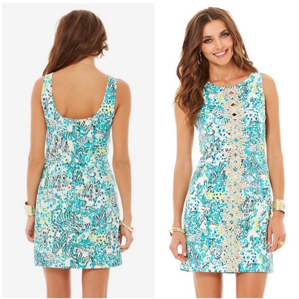 Lilly Pulitzer Ember Sea Oat Escapades Shift Dress in the Everglades Print - 6